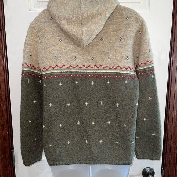 Woolrich Womens Lt Olive Heather Wool Full-Zip Hooded Sweater Jacket M - Picture 8 of 9